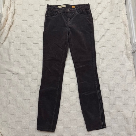 Anthropologie Pilcro Size 27 Tall Gray Corduroy Mid Rise Stet Pants Skinny Jeans - Picture 2 of 6